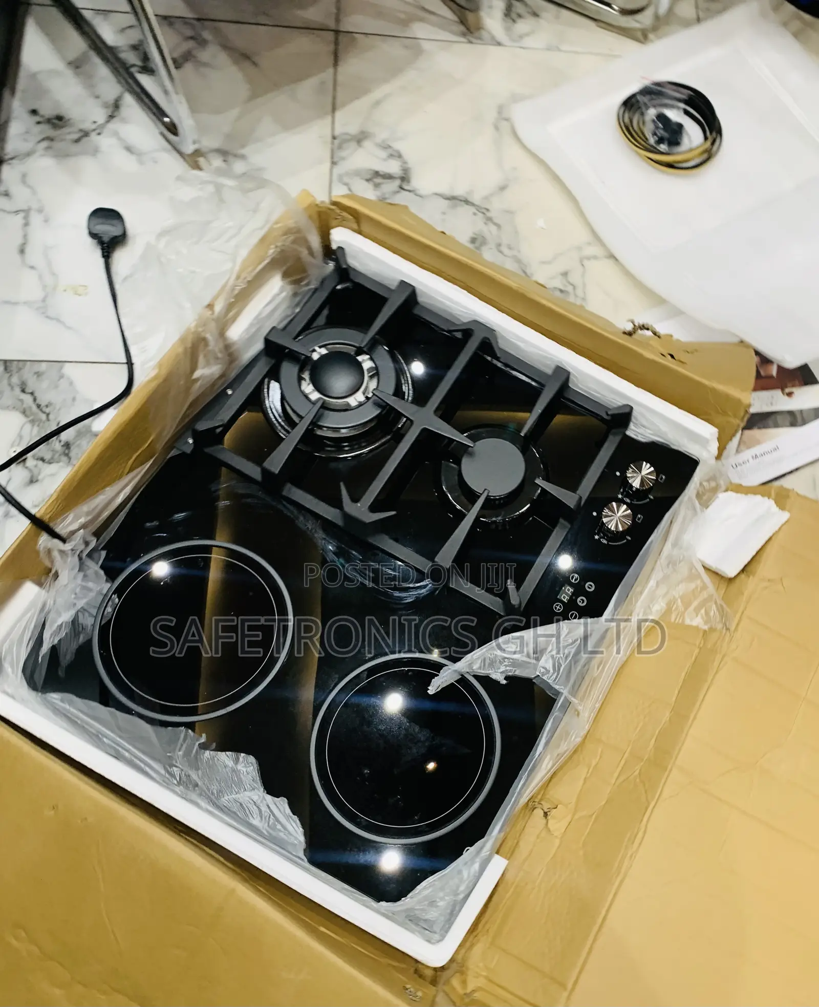 Shop Massive Kenwood Black Glass 2 Gas Burners 2 Electric Hot Plates