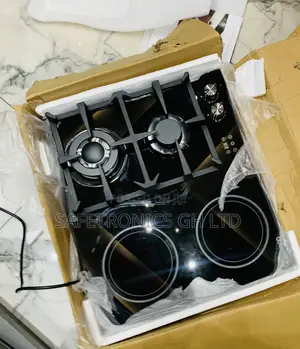 Zealous Kenwood Black Glass 2 Gas Burners and 2 Electric Hot Plates