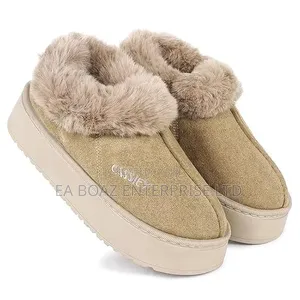 Fashion Kids Winter Snow Boots Faux Fur Collar With Fleece Lining Shoe