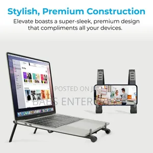 Promate Aluminum Multi-Angle Origami Laptop Stand Grey