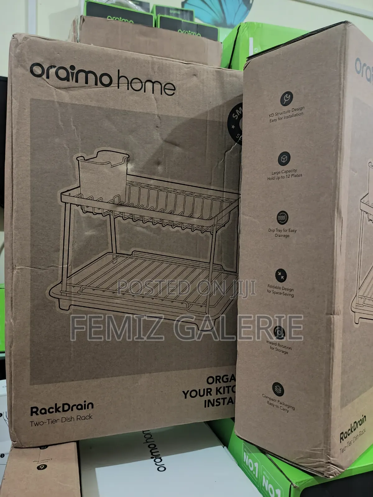 Oraimo Rackdrain Foldable Two-Tier Dish Rack With Guided Drainage