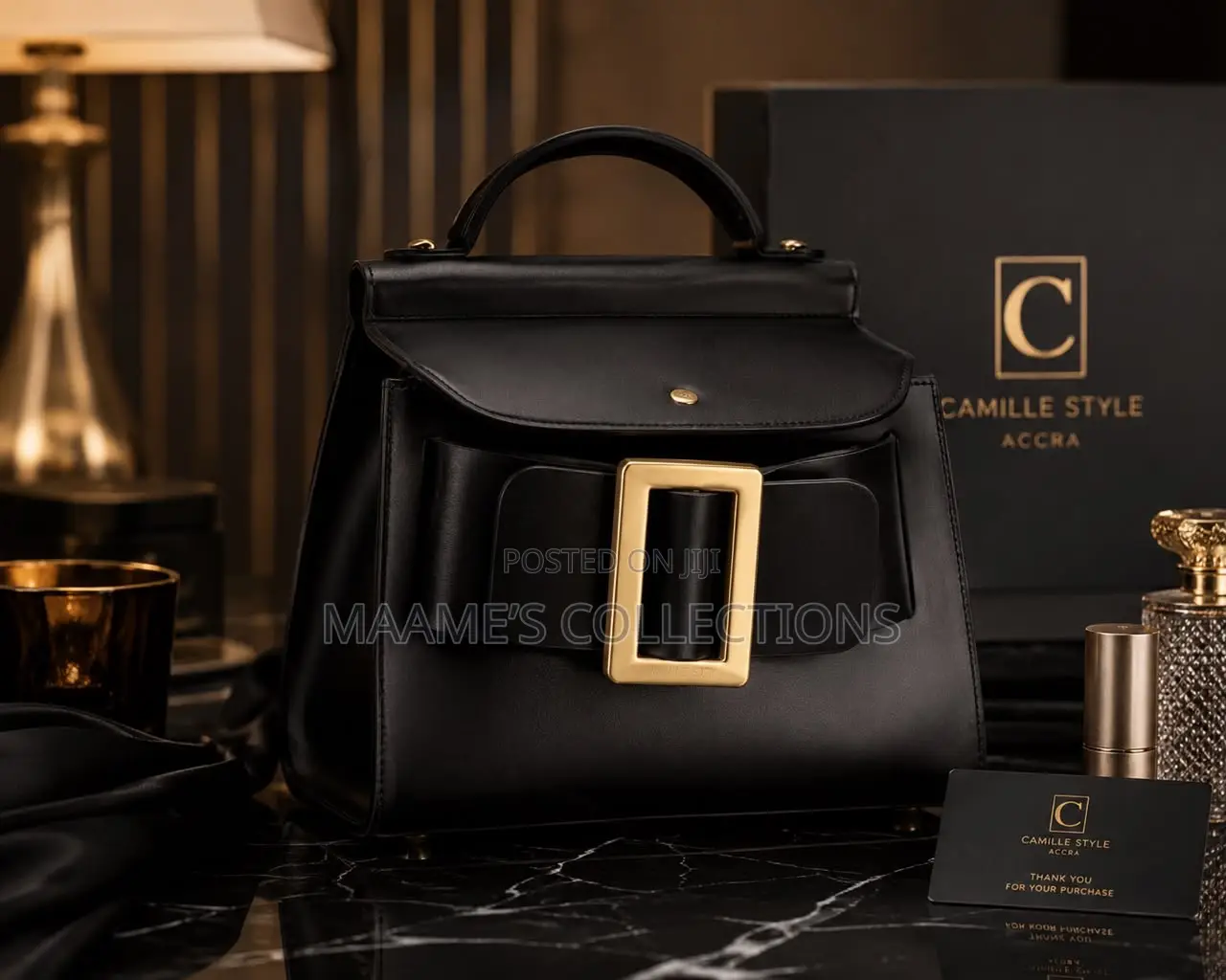 Luxury Buckle Top Handle Handbag for Women ( in a Box With Strap )