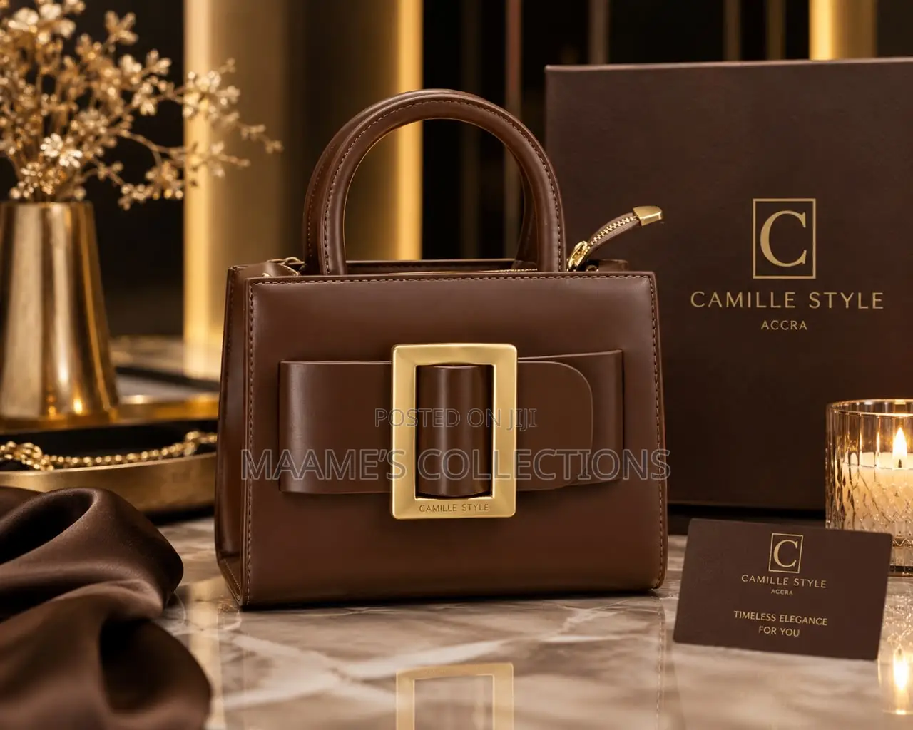 Luxury Buckle Top Handle Handbag for Women ( in a Box With Strap )