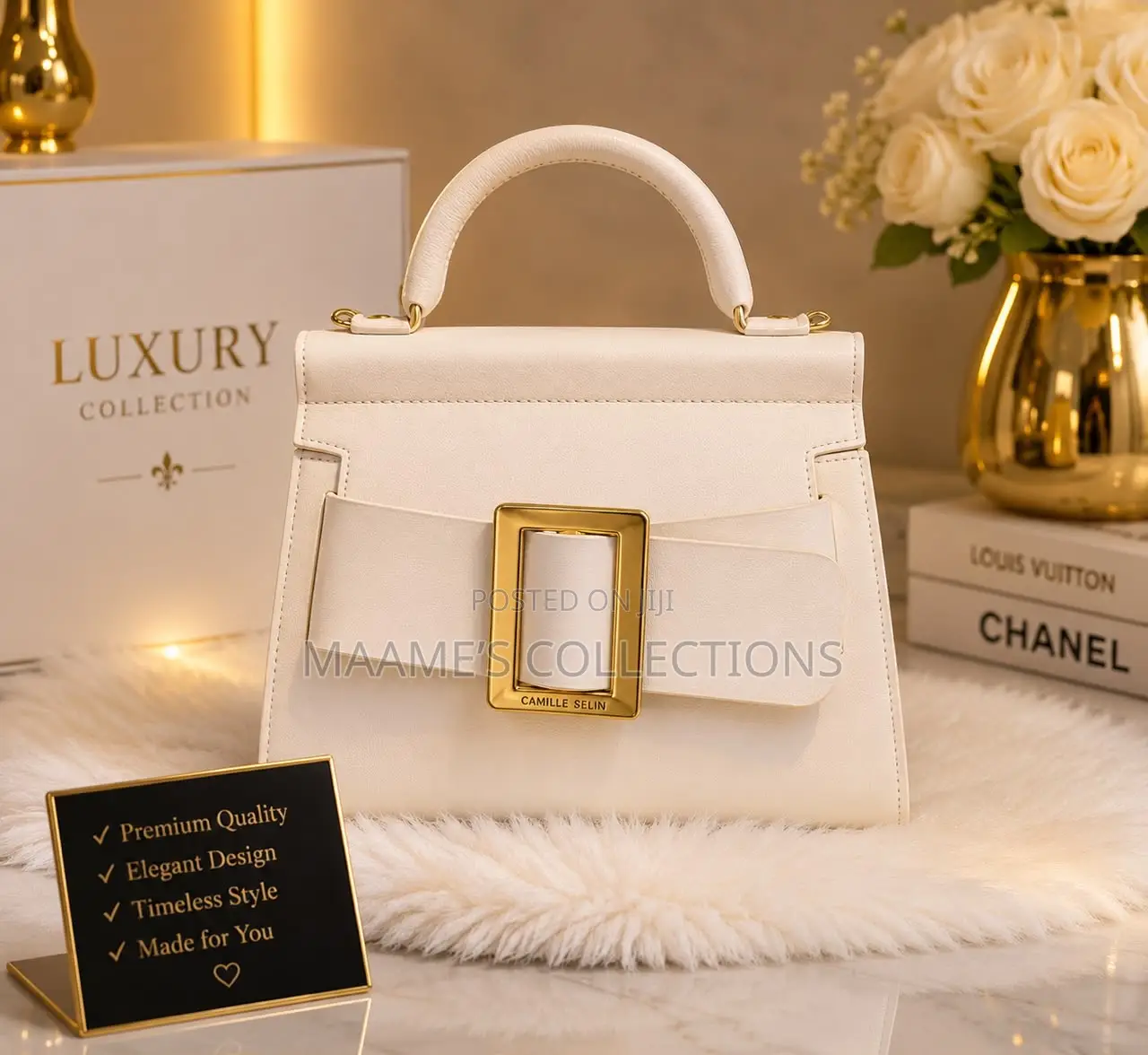 Luxury Buckle Top Handle Handbag for Women ( in a Box With Strap )