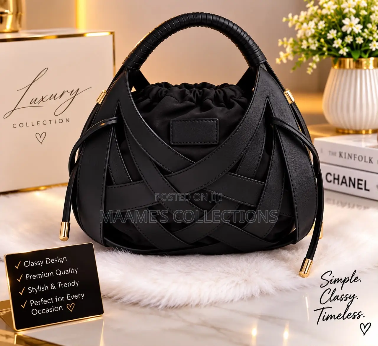 Luxury Classy Woven Handbag for Ladies With Top Handle (In a Box)