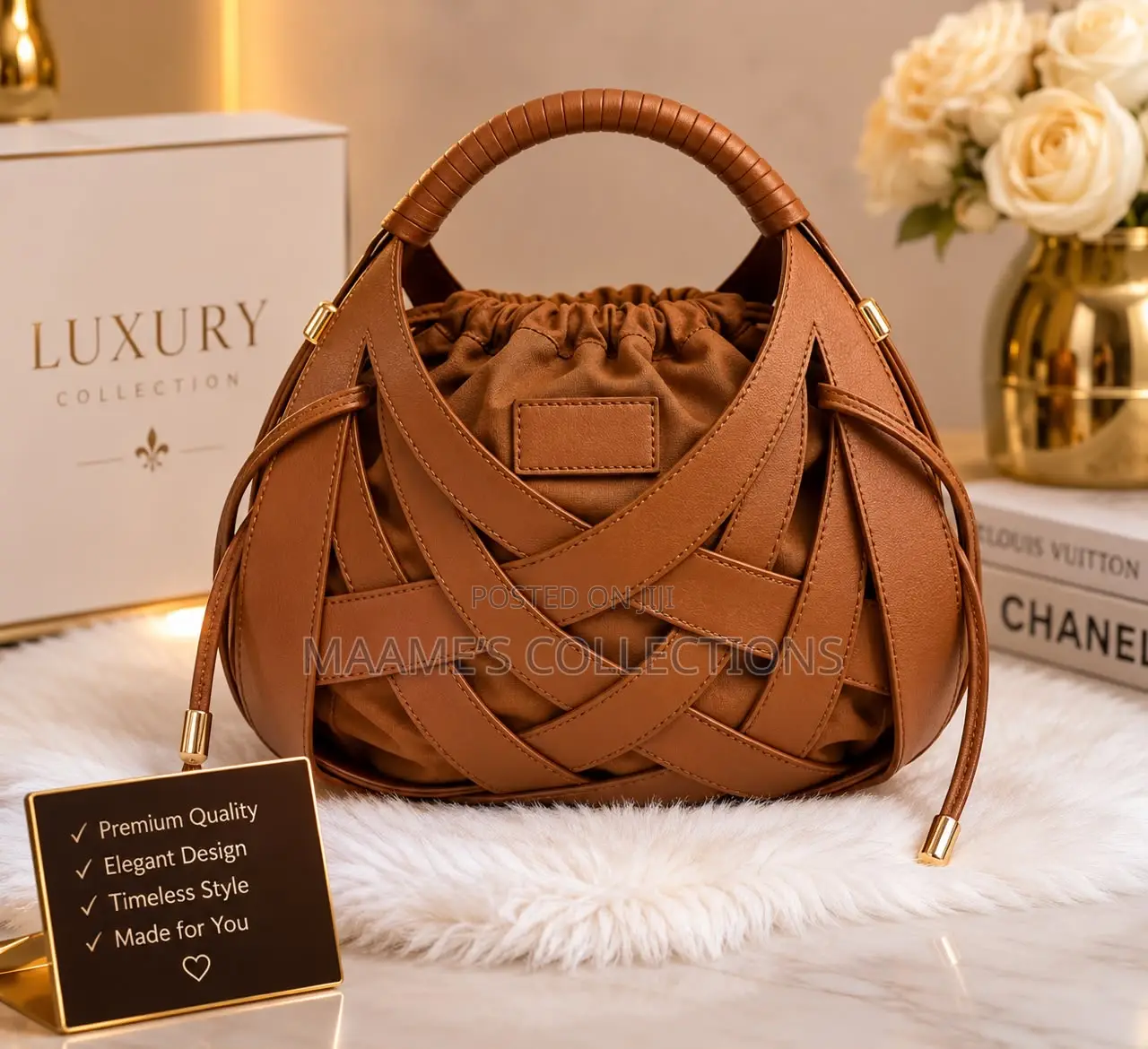 Luxury Classy Woven Handbag for Ladies With Top Handle (In a Box)