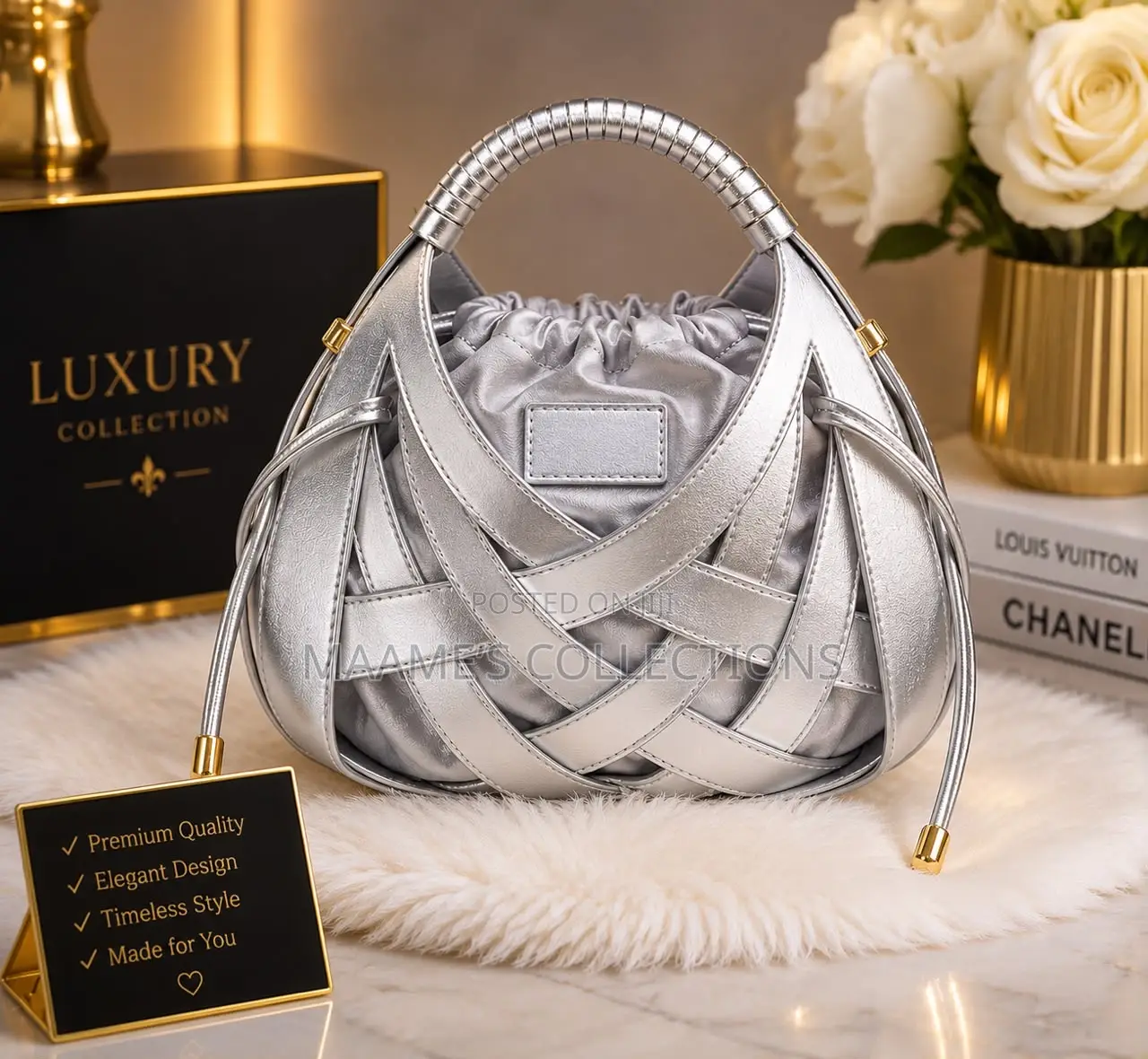 Luxury Classy Woven Handbag for Ladies With Top Handle (In a Box)