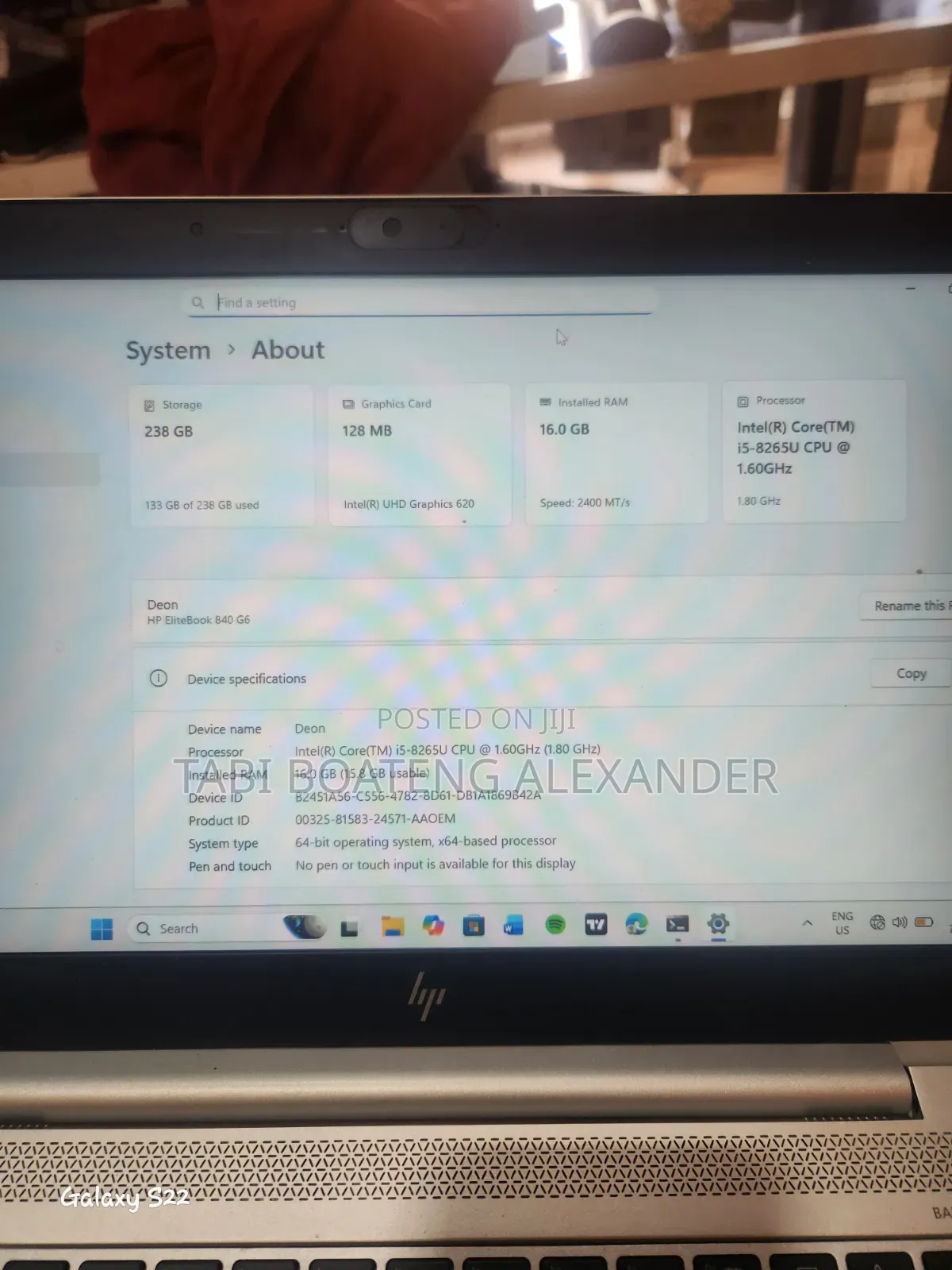 Laptop HP EliteBook 840 G6 16GB Intel Core i5 SSD 256GB