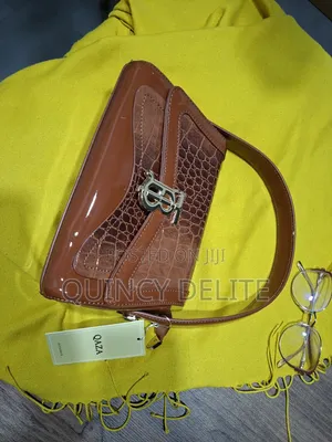 Glossy Brown Ladies Qaza Handbag