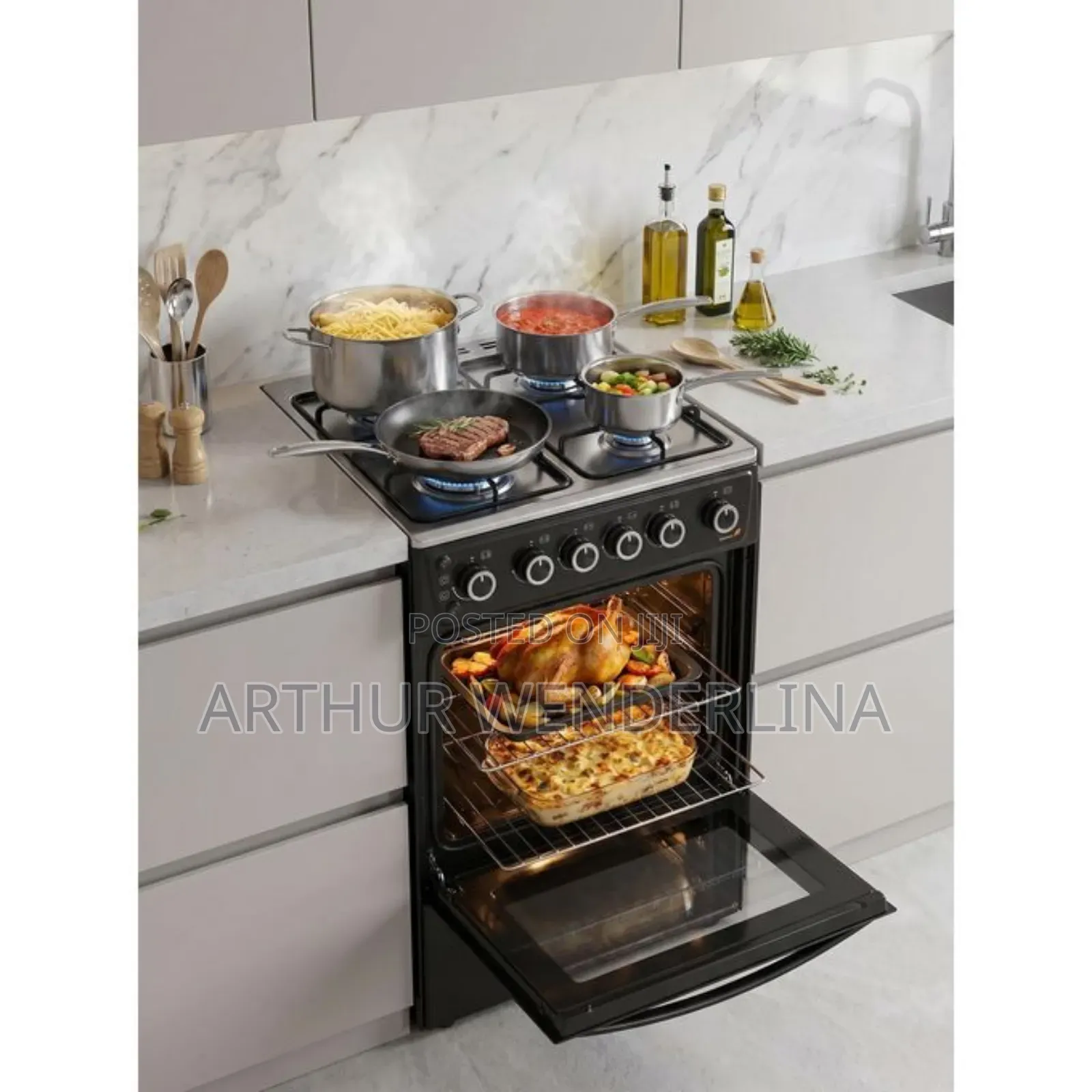 German Plus 50X50 4- Burner Gas Cooker With Oven Grill