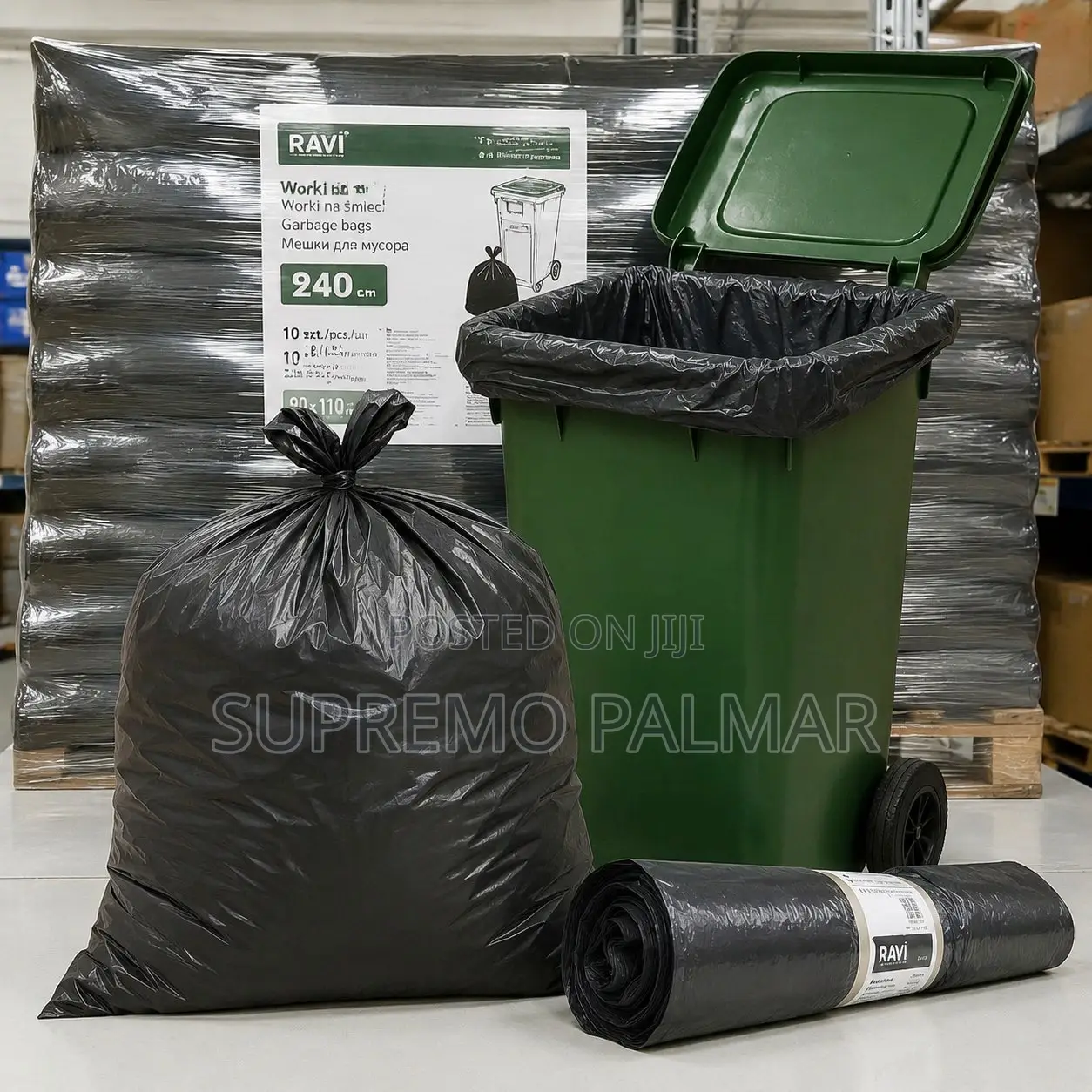 240 Liters Dustbin Liner-Black (Extra Large), 20 Pieces/Pack