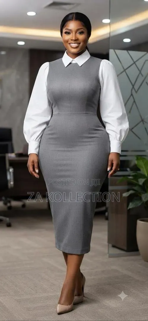 Women's Office Pencil Dress With Shirt