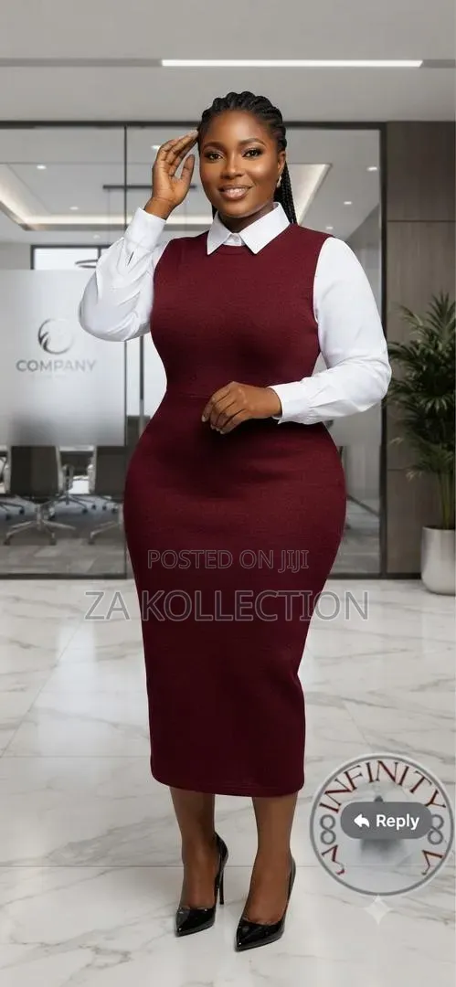 Women's Office Pencil Dress With Shirt