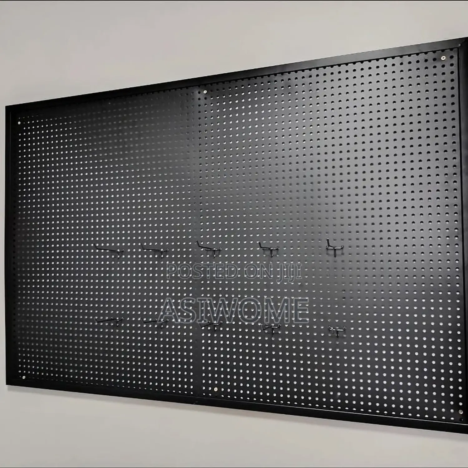 Aesthetic Black Metallic Pegboard With Hooks (Variant 2)