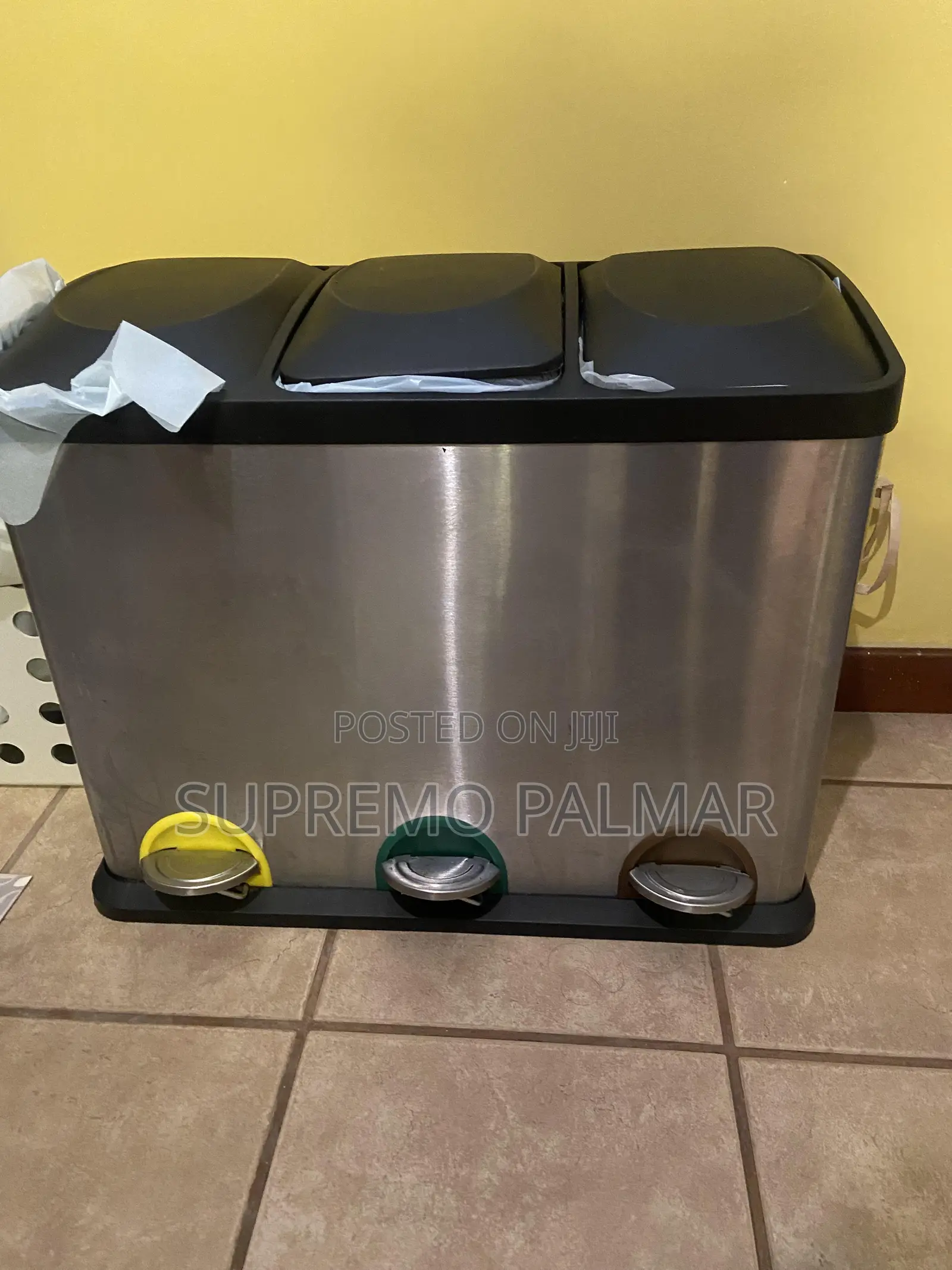 Stainless Steel TRIPLE Pedal Bin 3 in 1, 24 Liters, 8 Liters