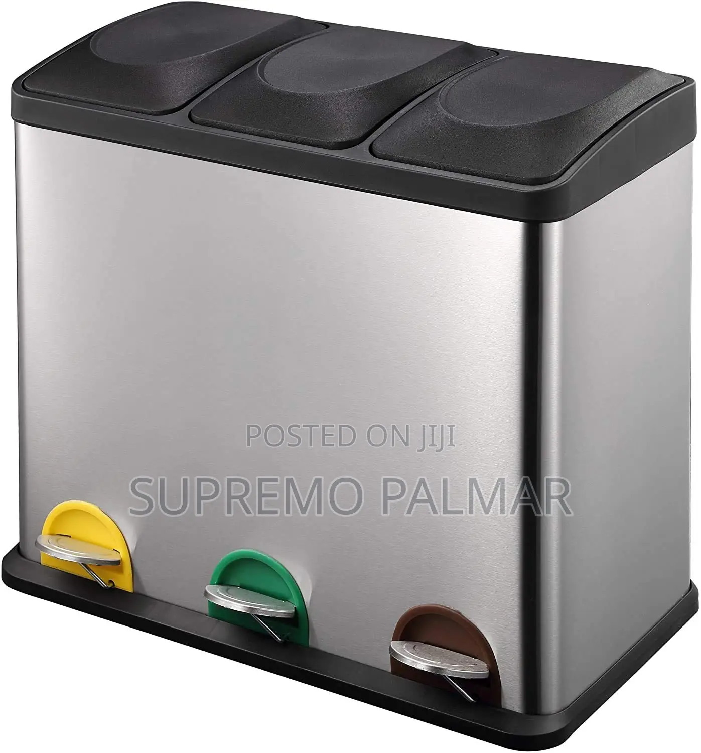 Stainless Steel TRIPLE Pedal Bin 3 in 1, 24 Liters, 8 Liters