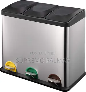 Stainless Steel TRIPLE Pedal Bin 3 in 1, 24 Liters, 8 Liters