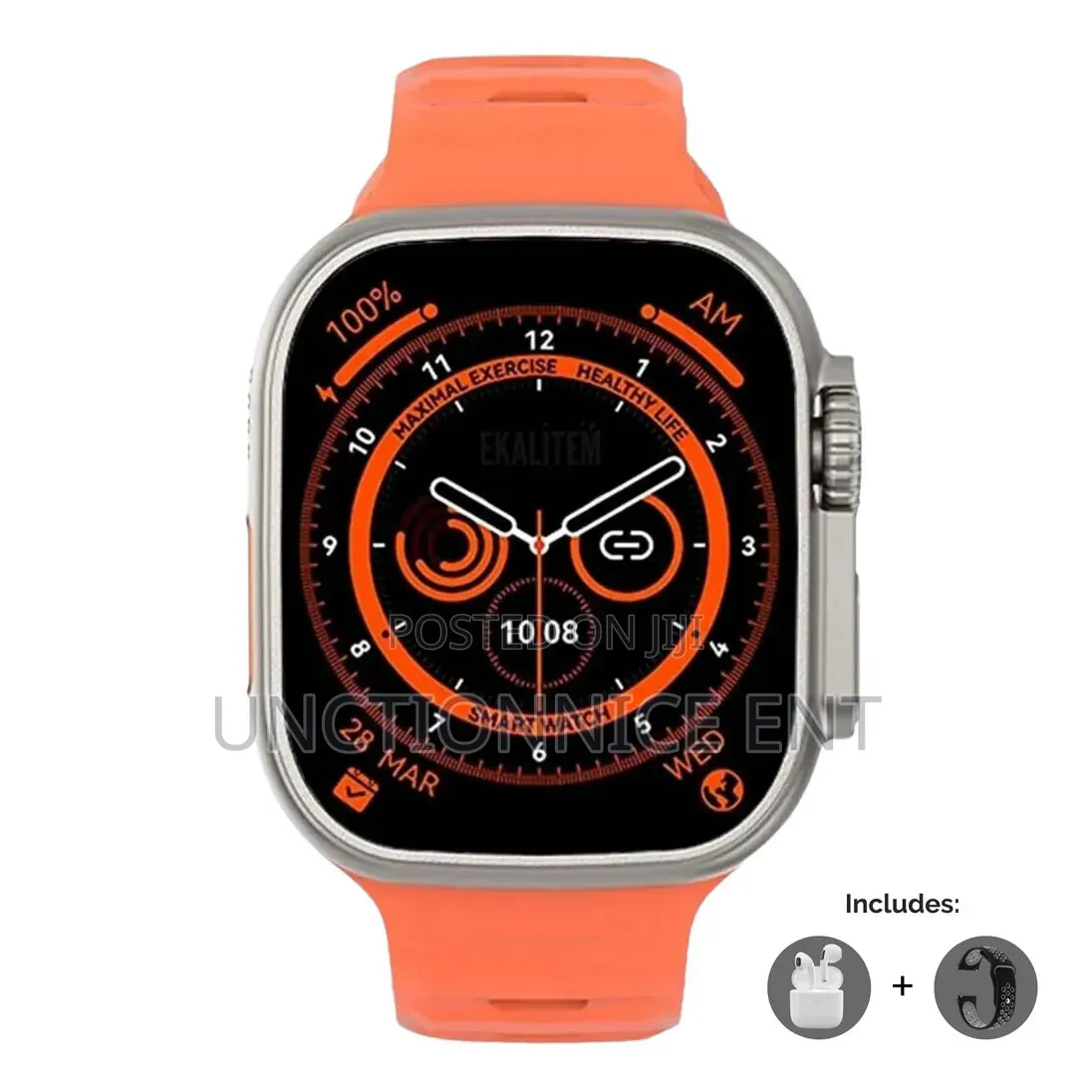 TiLECC 2 in 1 Touch Screen Sport Smart Watches With Headphones - Black