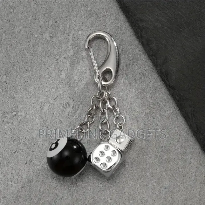 Dice Billard 8-Ball Keychain for Jeans and Bags