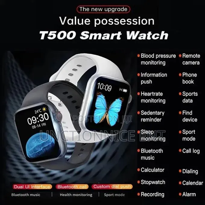 T500 Smartwatch Bluetooth Touch Screen Sports,Fitness,Heart Rate,Black