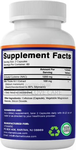 Vitamatic NAC, Milk Thistle Extract, Cellulose (Capsule), Vegetables