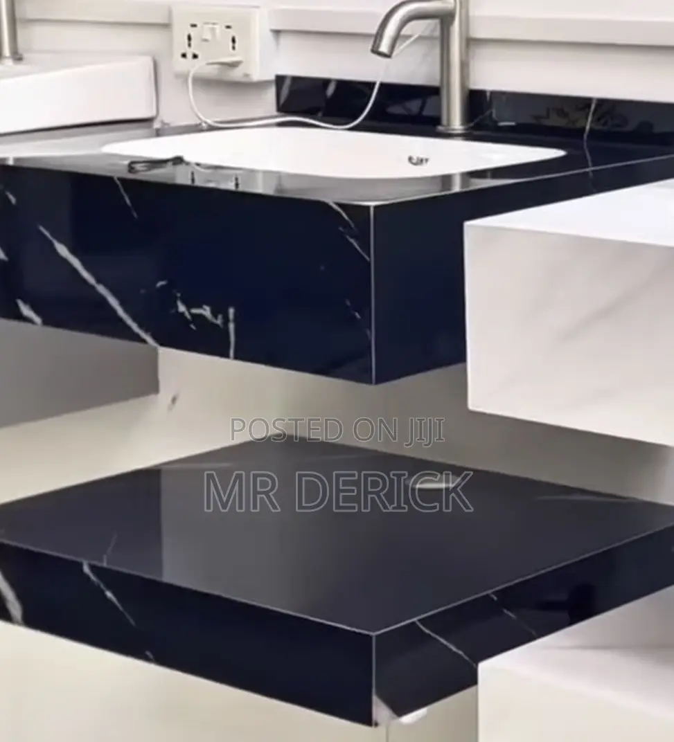 80cm Black Ceramic Basin With Led Mirror 3colors