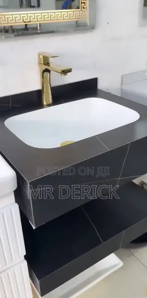 80cm Black Ceramic Basin With Led Mirror 3colors
