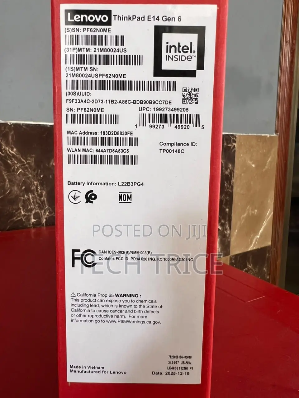 New Laptop Lenovo ThinkPad E14 Gen 6 16GB Intel Core Ultra 5 SSD 512GB