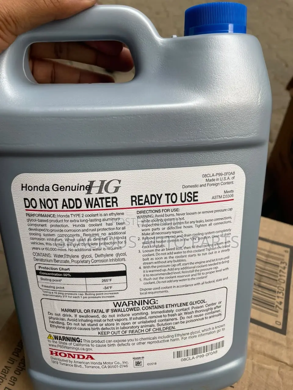 Honda Anti-Freeze Coolant Blue 50/50