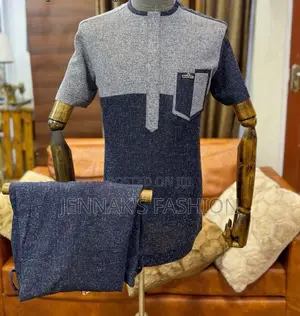 Navy Blue Grey Kaftan