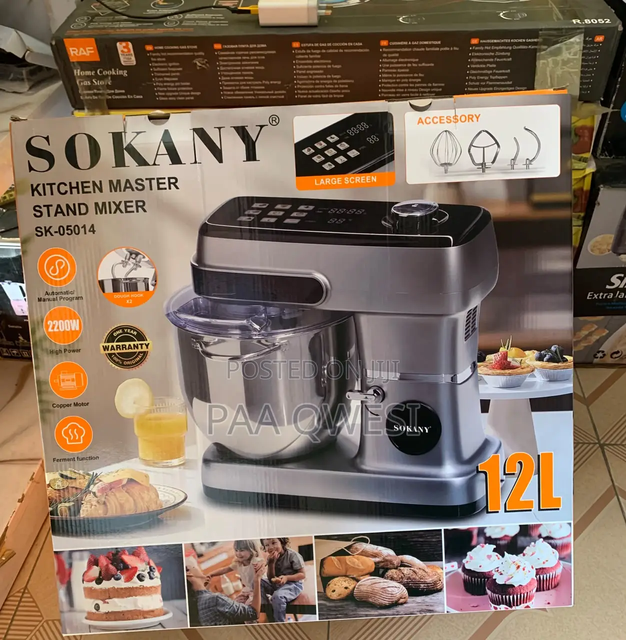 Original Sokany 12l Stand Mixer – 2200w Electric Cake Dough Mixer