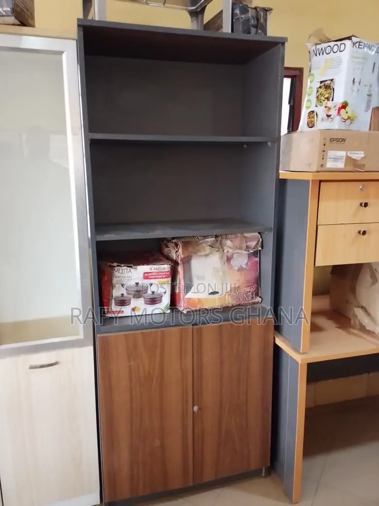 Modern 3 Open Shelves Storage Cabinet With 2-Door Cupboard