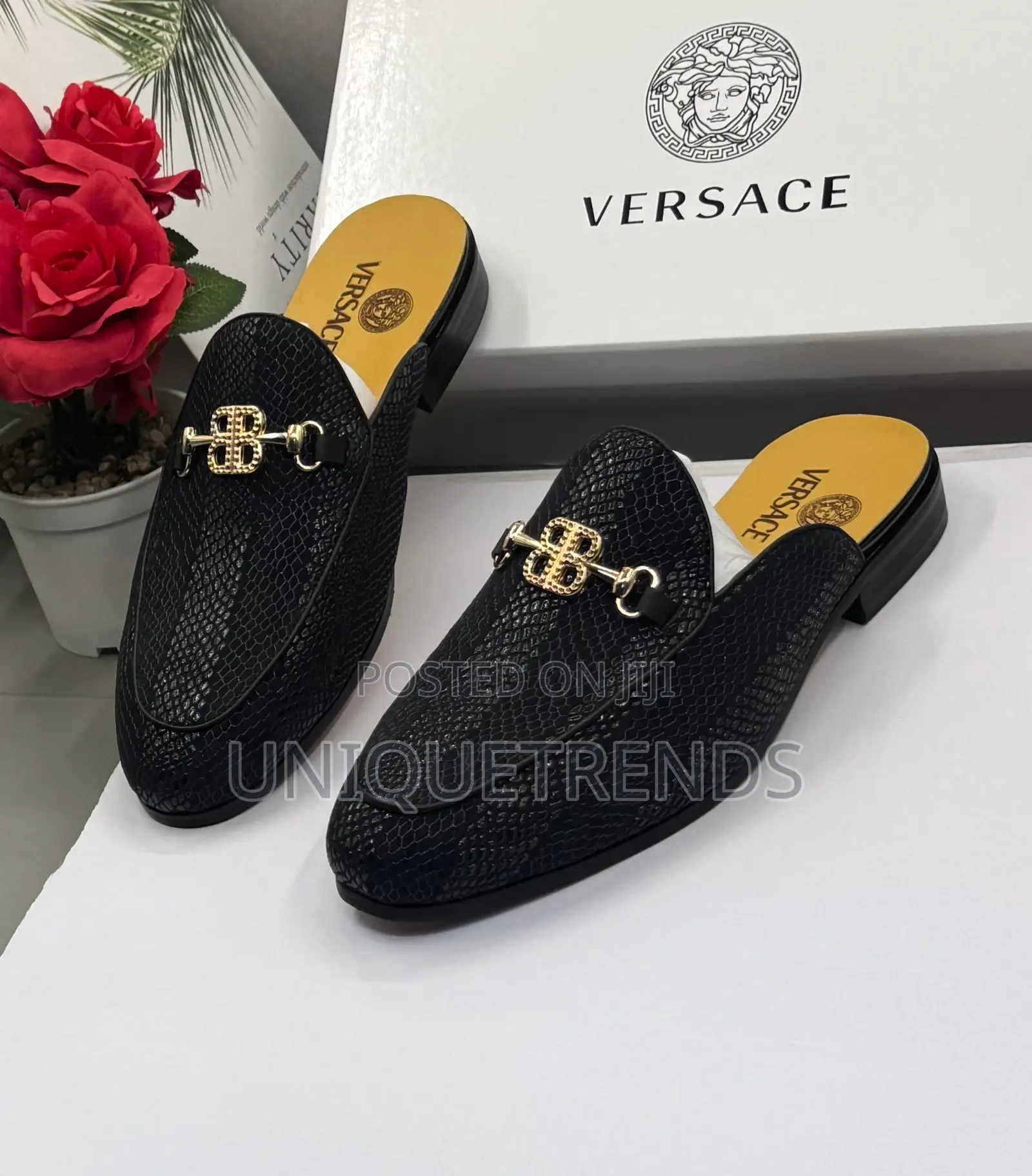 Executive VERSACE Leather Half Shoe (Black)