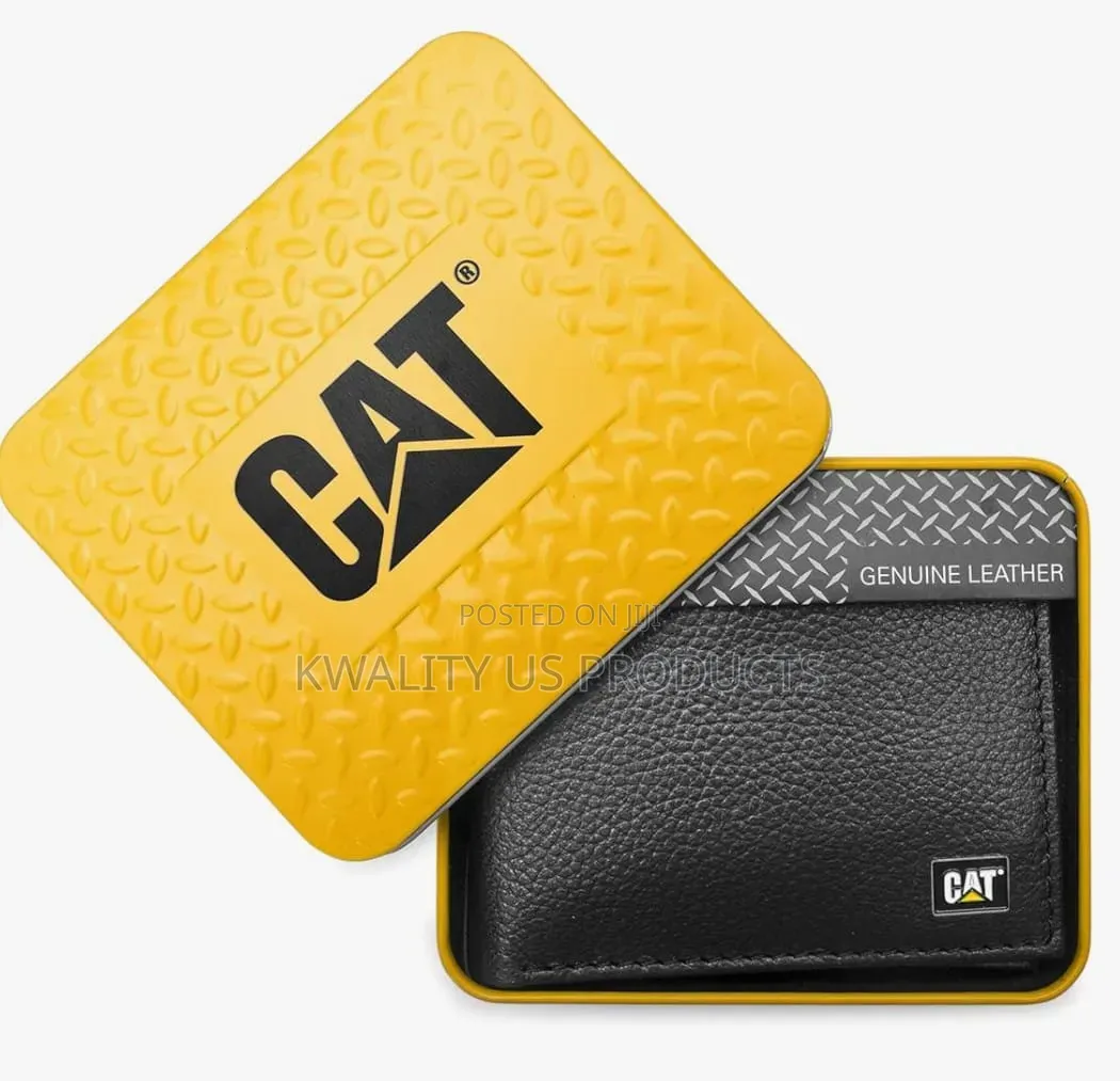 CAT Bi-Fold Men's Genuine Leather Wallet - Black and Brown