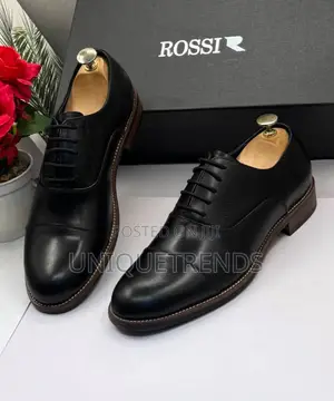 ROSSI Black Leather Oxfords Shoe