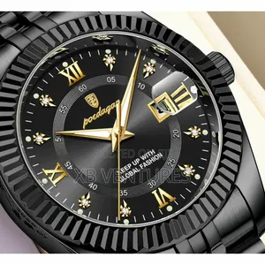 Poedagar Men's Watch Fashion Business Leisure Black