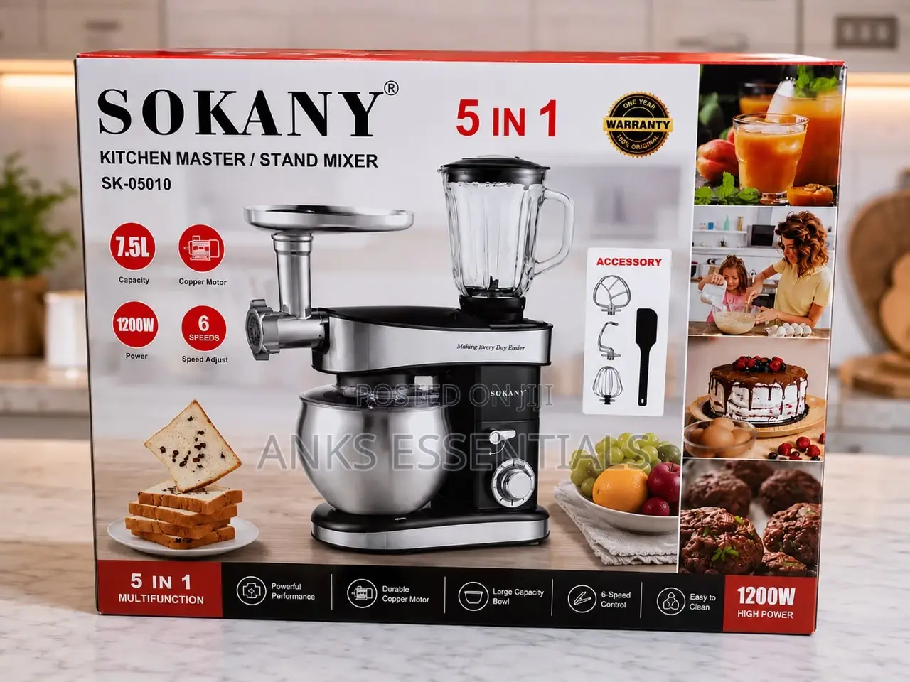 SOKANY 1200W 7.5L Stand Mixer With Blender Meat Grinder