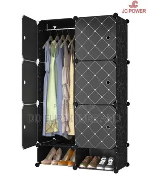 Black 20 Cubes Plastic Wardrobe