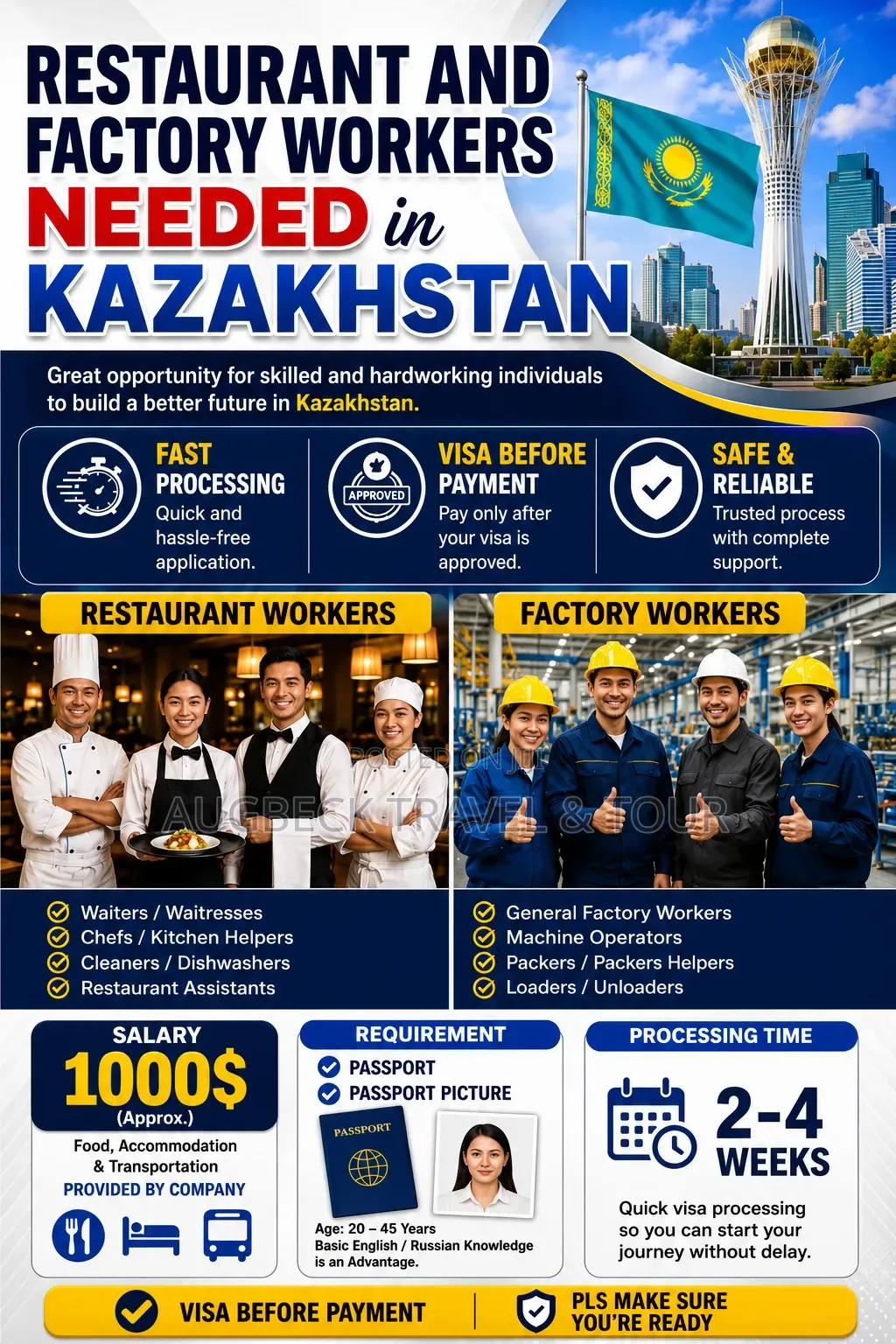 Kazahkstan Work Visa Available