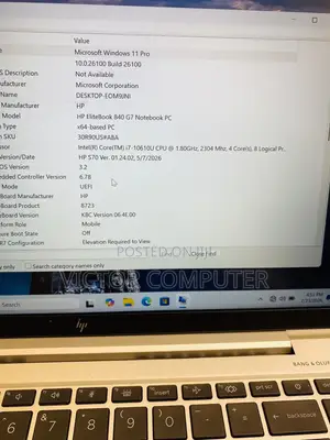 Laptop HP EliteBook 840 G7 16GB Intel Core i7 SSD 256GB