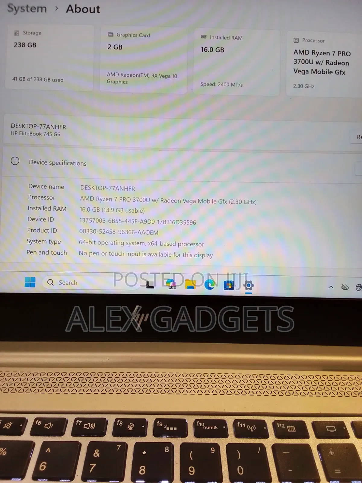Laptop HP EliteBook 745 G6 16GB AMD Ryzen 7 SSD 256GB