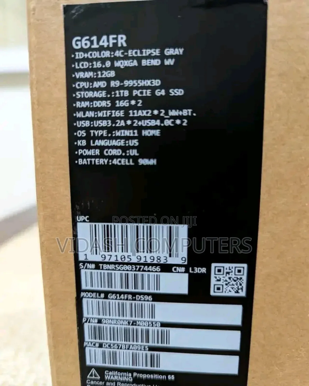 New Laptop Asus ROG Strix G16 G614 16GB AMD Ryzen 9 SSD 1T