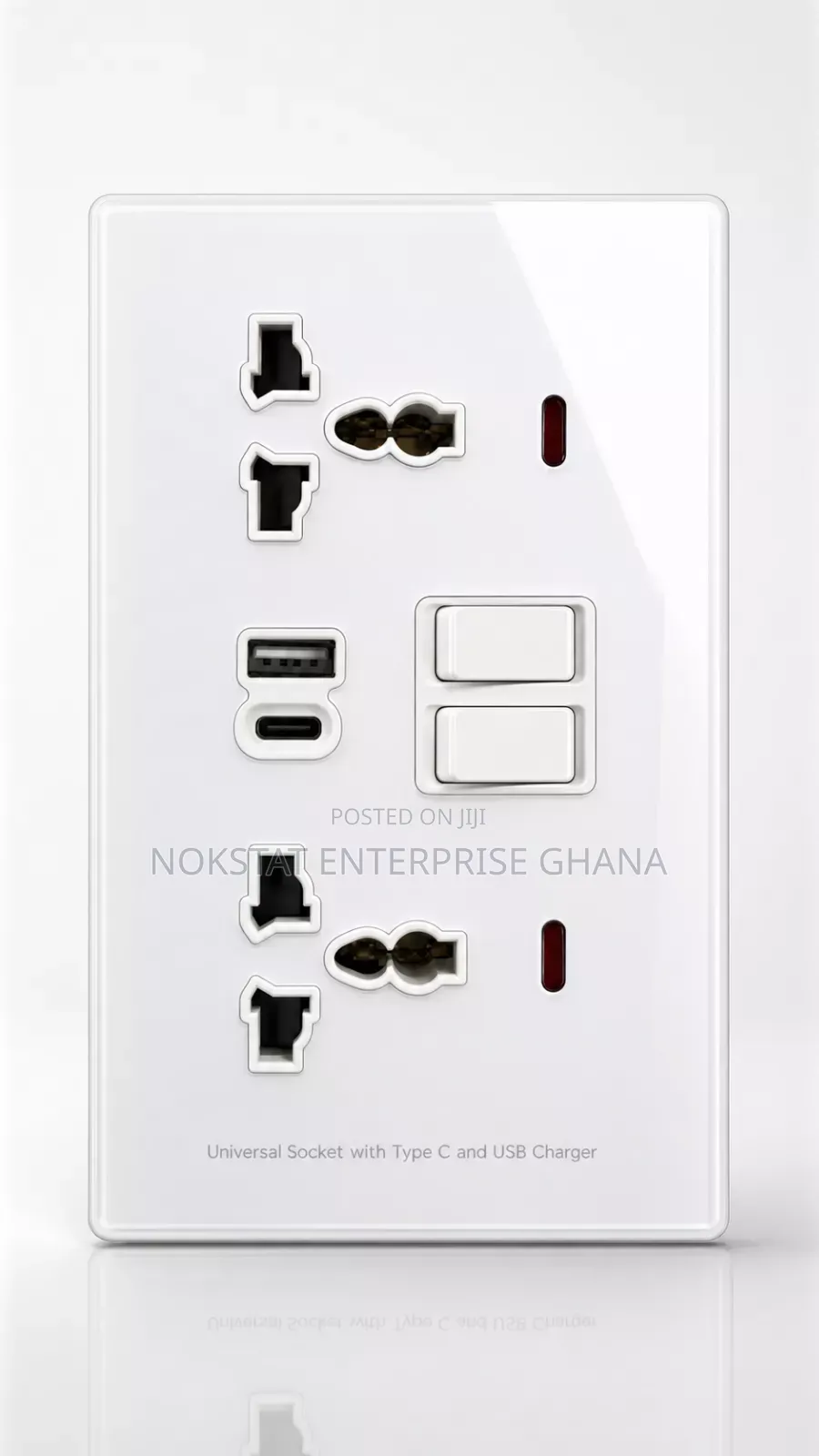Tempered Glass Universal USB +Type C Socket
