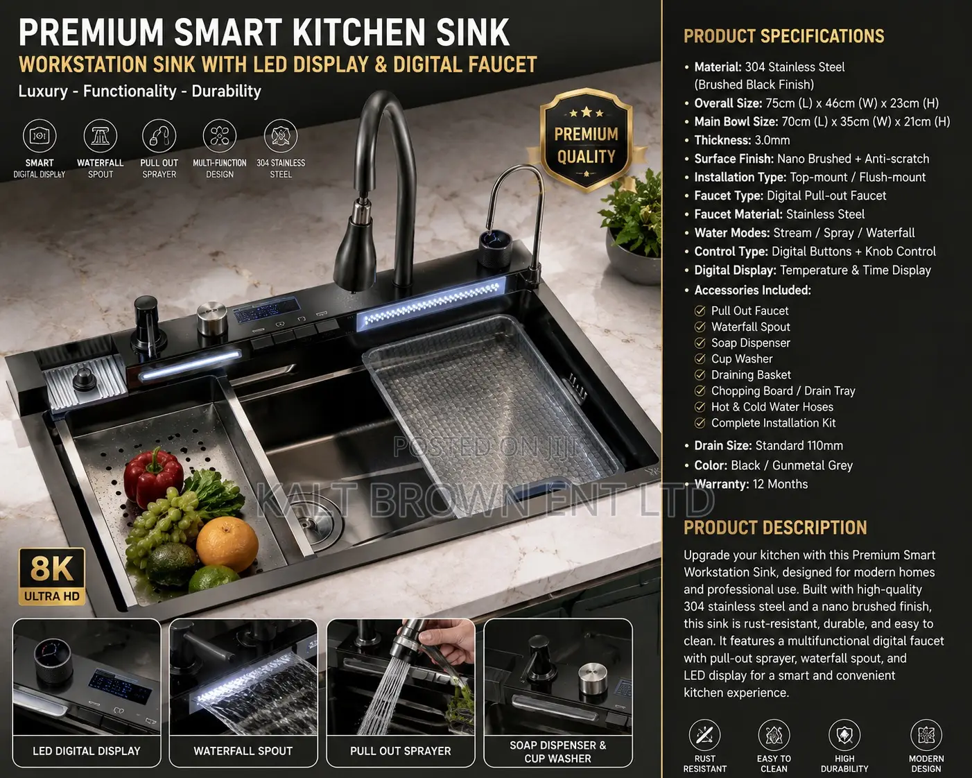 Premium Smart Multifunctional Stainless Steel Kitchen Sink