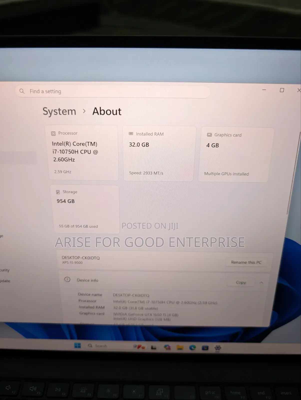 Laptop Dell XPS 15 9500 32GB Intel Core i7 SSD 1T