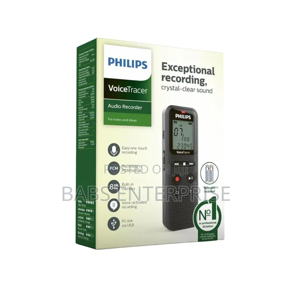 Philips Voice Recorder 8Gb1.3 LCD Two AAA Battery Life 44 Hours