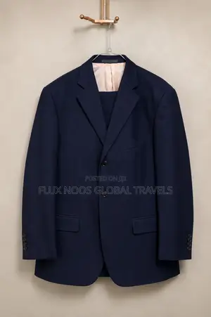Men's Navy Blue Suit – Size 40 (M), Trouser Waist 42.5"