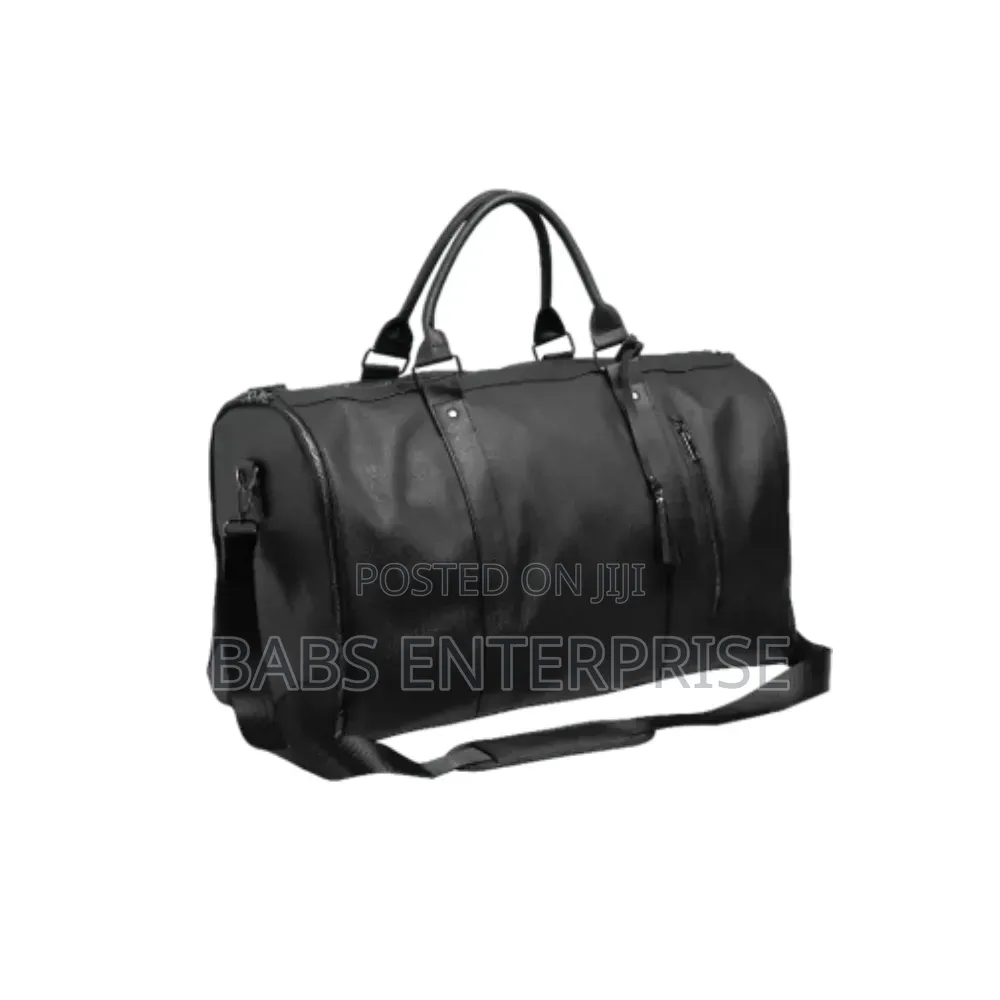 Levelo Allin Style Saffiano Leather Travel Duffle Bag – Black
