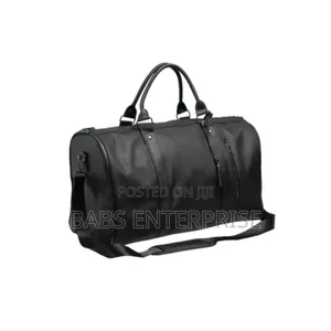 Levelo Allin Style Saffiano Leather Travel Duffle Bag – Black