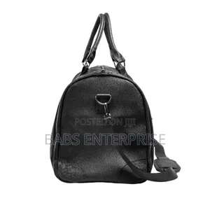 Levelo Allin Style Saffiano Leather Travel Duffle Bag – Black